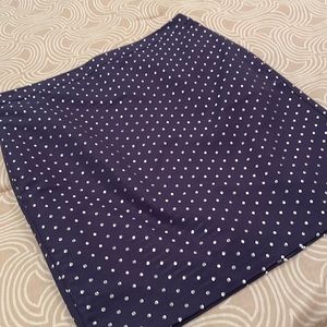 NWT LOFT skirt, navy with silver dots, polyester blend, 8